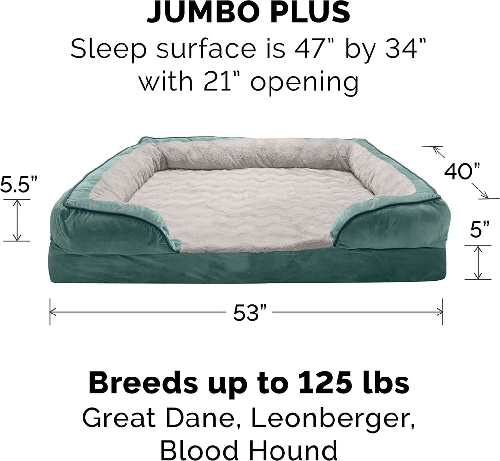 Replacement Pet Bed Cover - Plush Velvet Waves Perfect Comfort Sofa Washable Dog Bed Cover, Celadon Green, Jumbo plus (Xx-Large)
